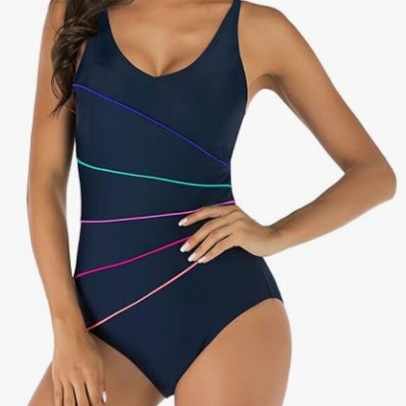 ATHLETIC ONE-PIECE SWIMSUIT DIVING SURFING TRAINING SPORTS - Picture 1 of 11